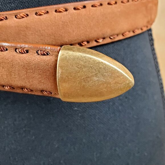 LIZ CLAIBORNE Brown Suede Leather Top Stitching Belt Size S - Picture 9 of 10